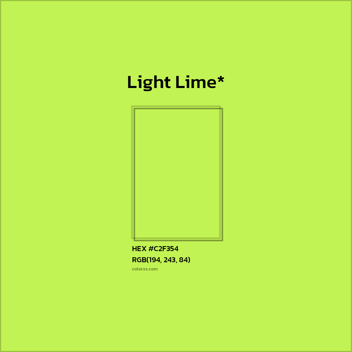 #C2F354 hex color. RGB, RYB, CMYK, HSL, HSV codes and color conversions. Matching color names, palettes, paints.