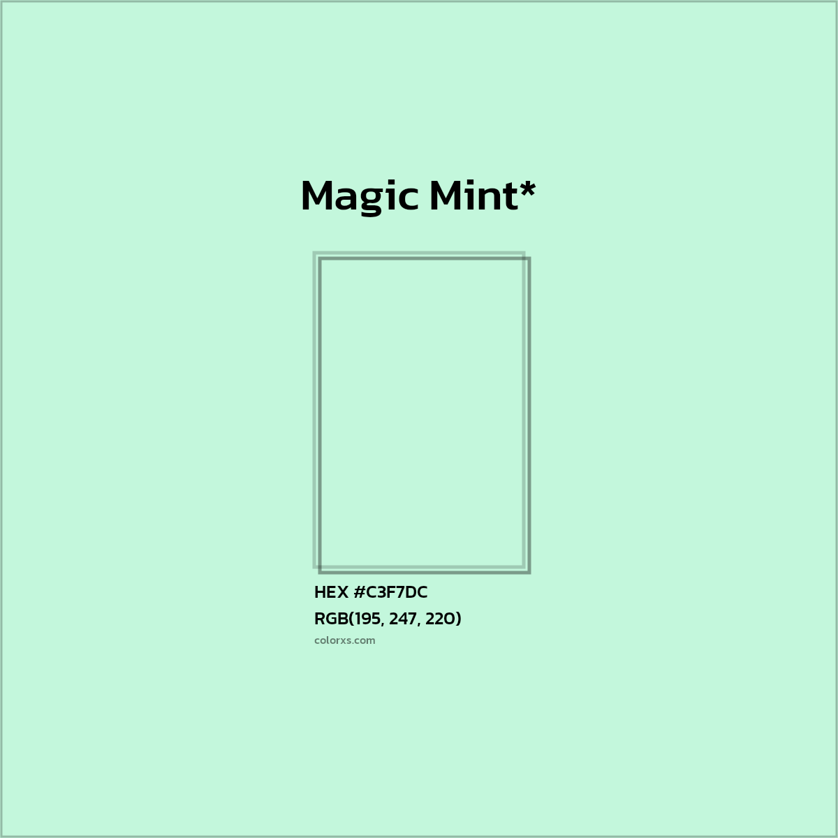 HEX #C3F7DC Color Name, Color Code, Palettes, Similar Paints, Images