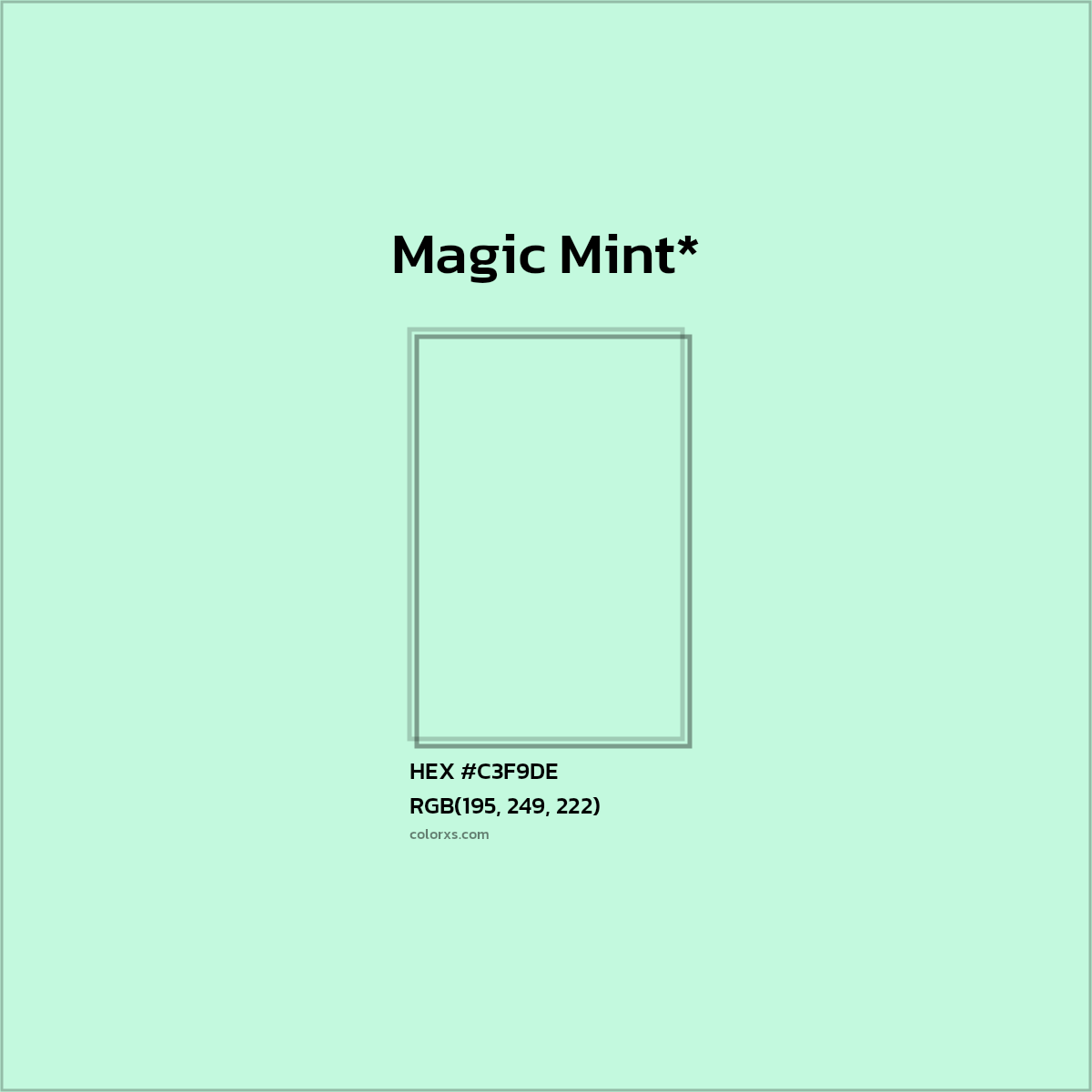 HEX #C3F9DE Color Name, Color Code, Palettes, Similar Paints, Images