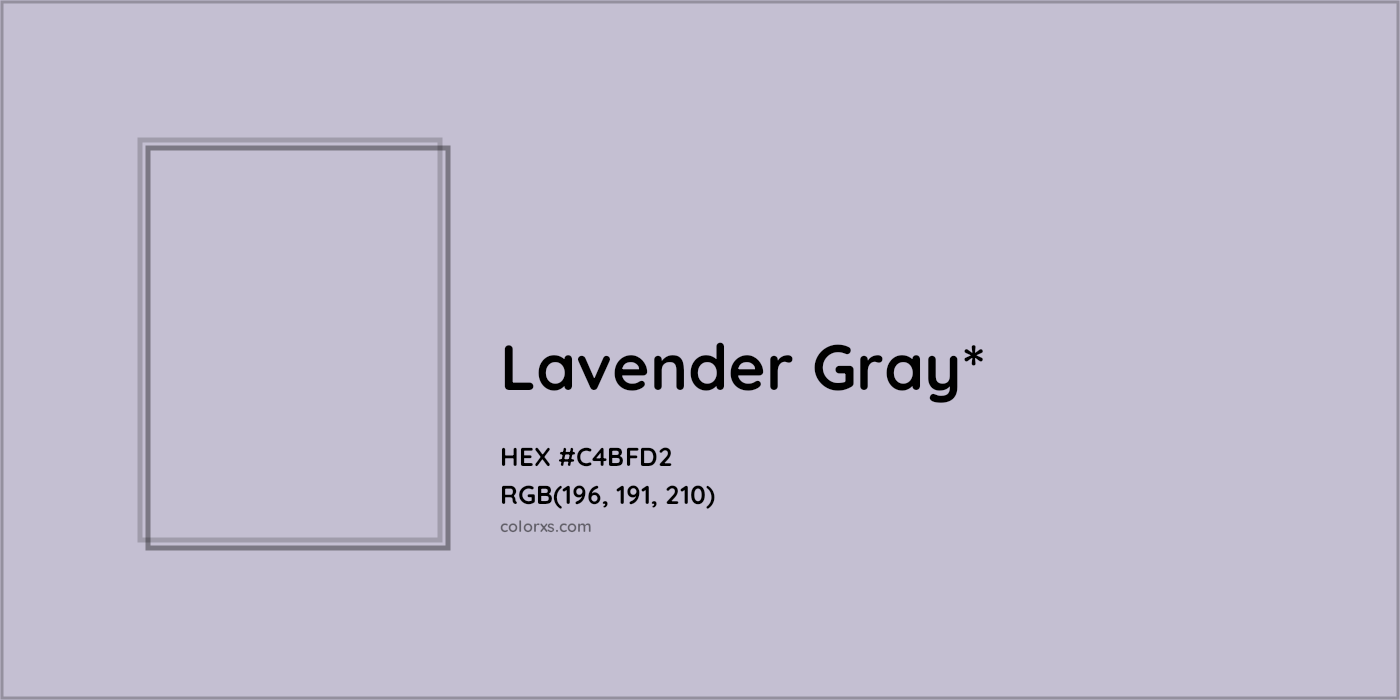 HEX #C4BFD2 Color Name, Color Code, Palettes, Similar Paints, Images
