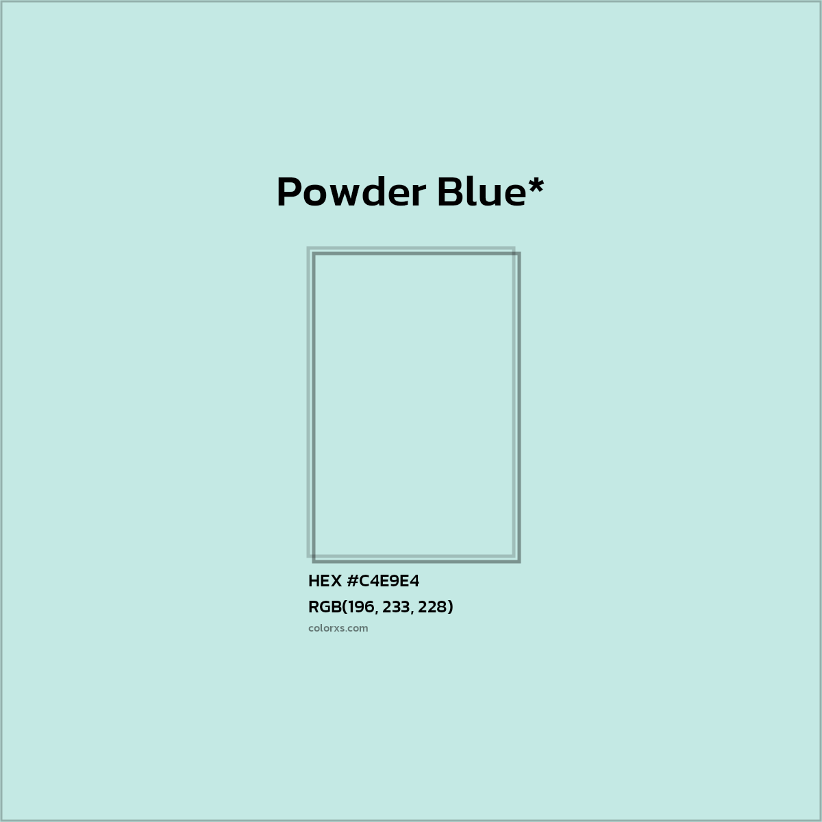 HEX #C4E9E4 Color Name, Color Code, Palettes, Similar Paints, Images