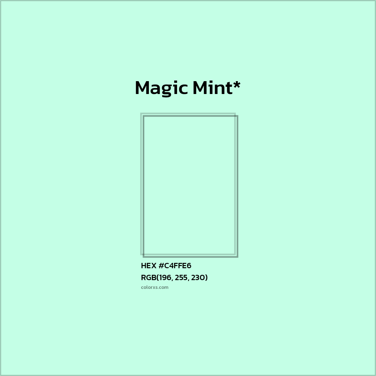 HEX #C4FFE6 Color Name, Color Code, Palettes, Similar Paints, Images