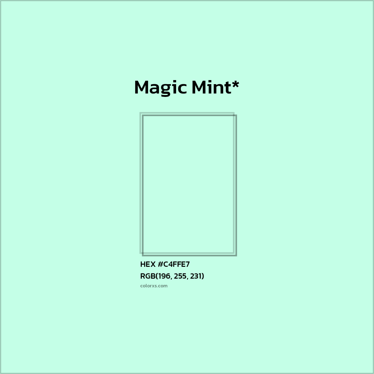 HEX #C4FFE7 Color Name, Color Code, Palettes, Similar Paints, Images