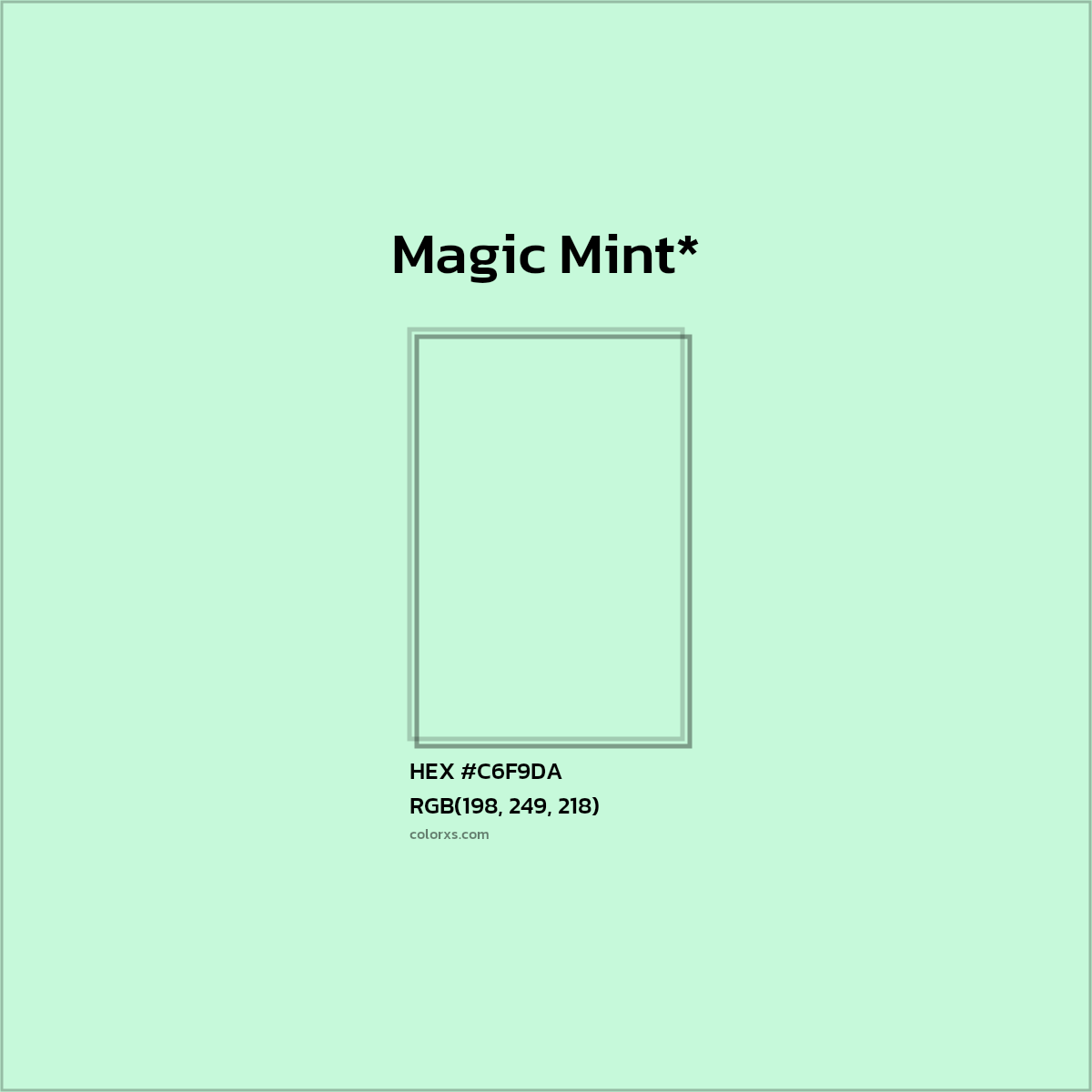 HEX #C6F9DA Color Name, Color Code, Palettes, Similar Paints, Images
