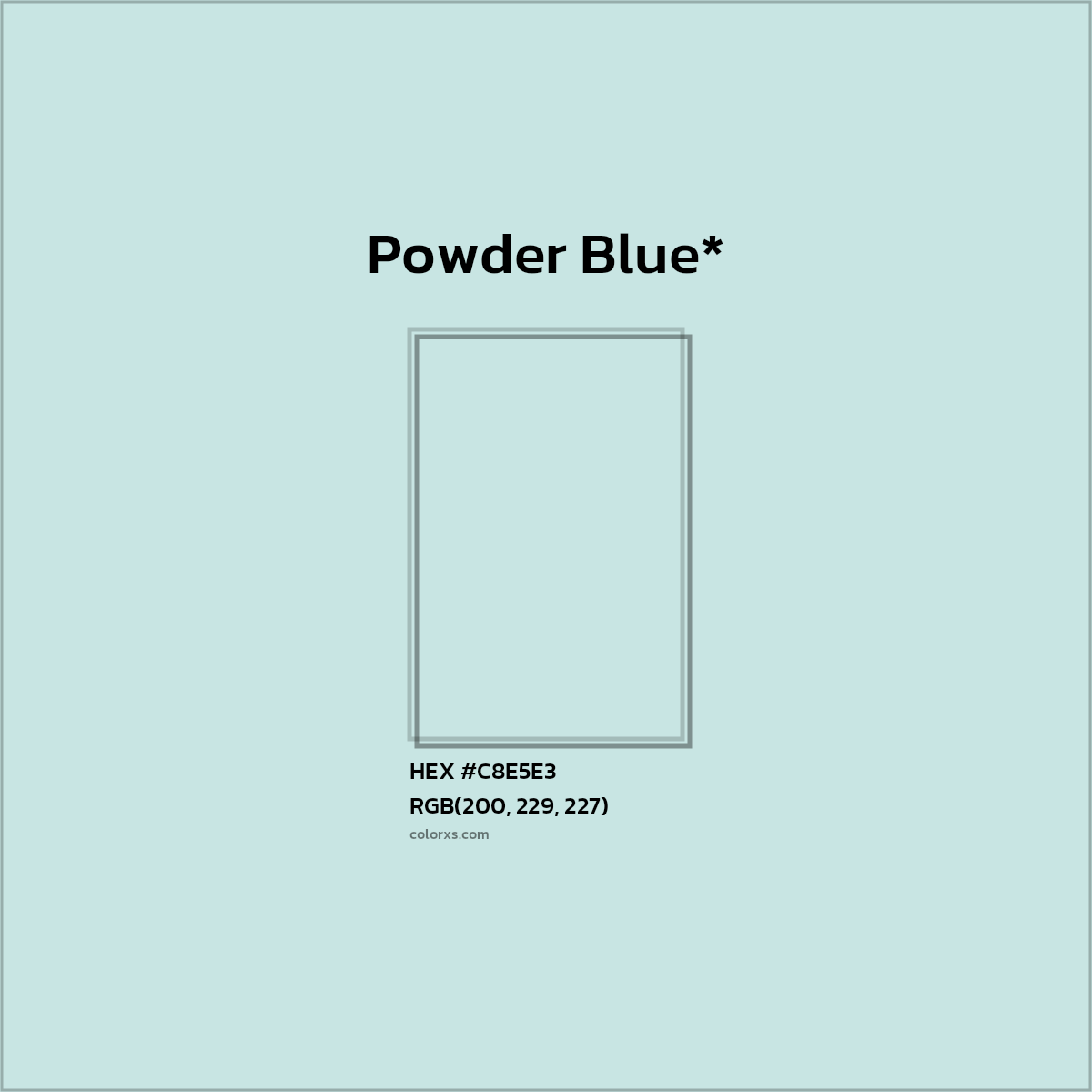 HEX #C8E5E3 Color Name, Color Code, Palettes, Similar Paints, Images