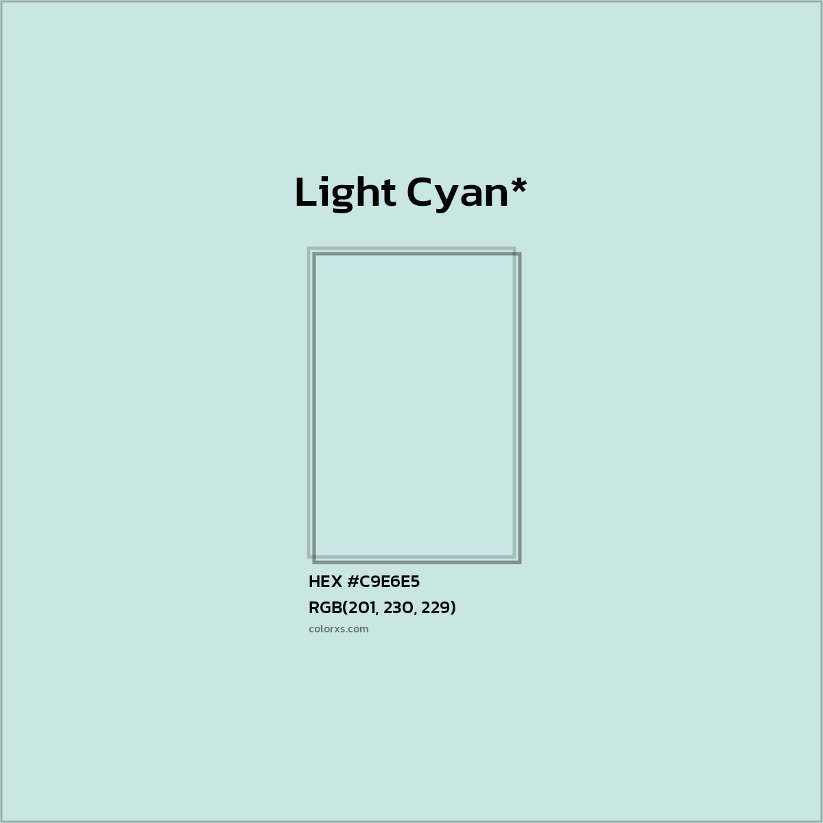 HEX #C9E6E5 Color Name, Color Code, Palettes, Similar Paints, Images