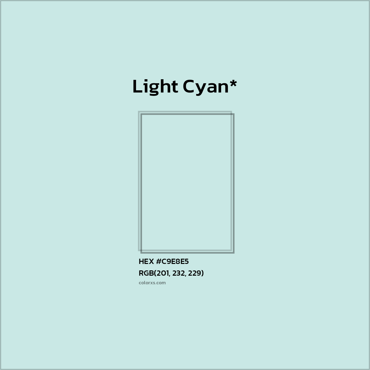 HEX #C9E8E5 Color Name, Color Code, Palettes, Similar Paints, Images