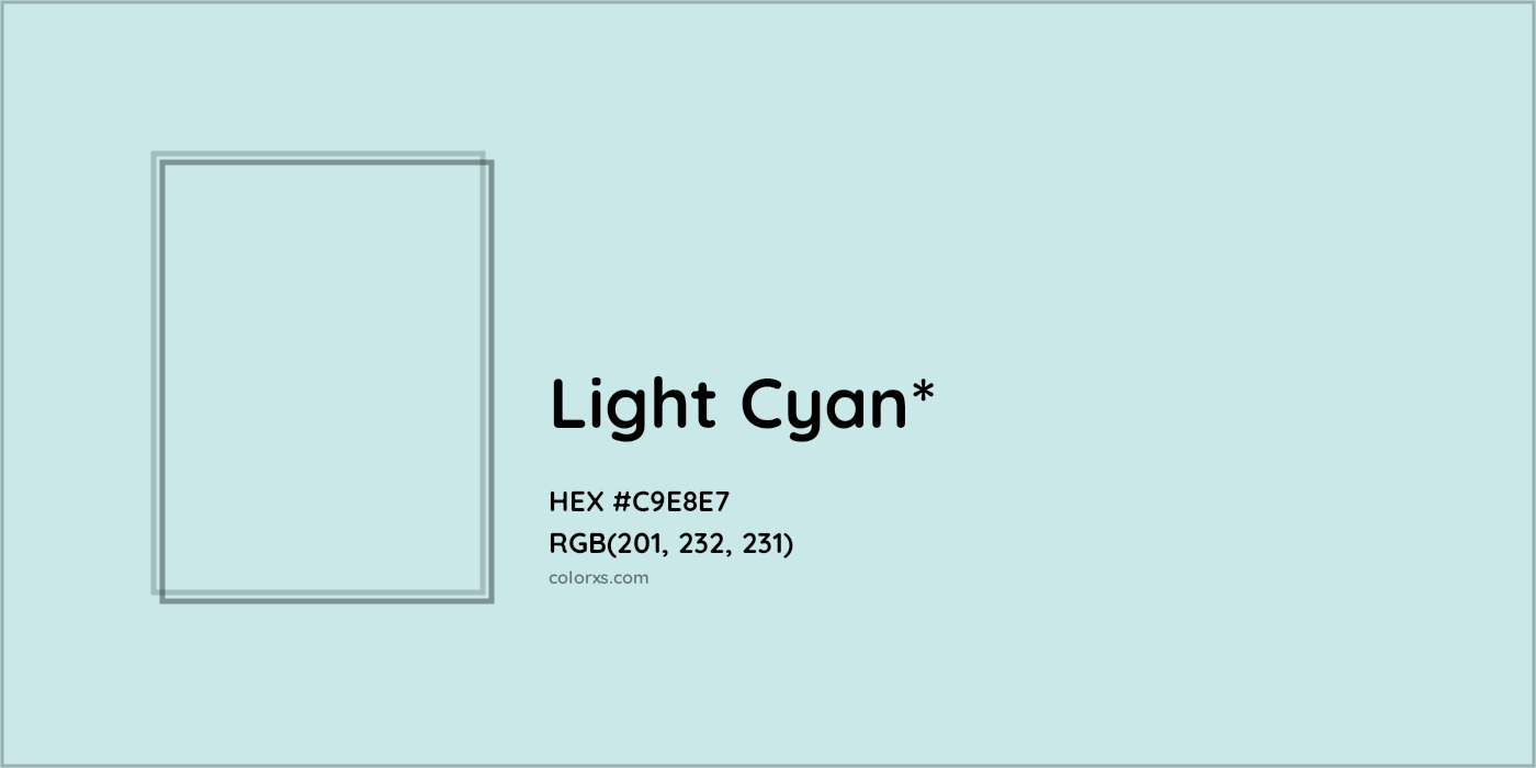 HEX #C9E8E7 Color Name, Color Code, Palettes, Similar Paints, Images