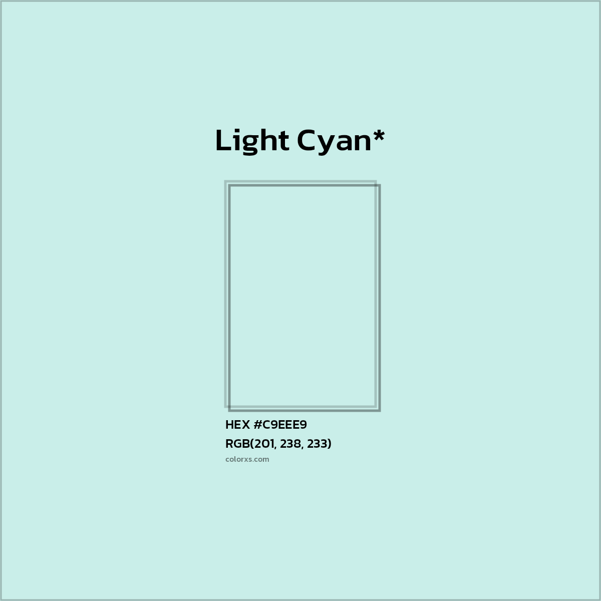 HEX #C9EEE9 Color Name, Color Code, Palettes, Similar Paints, Images
