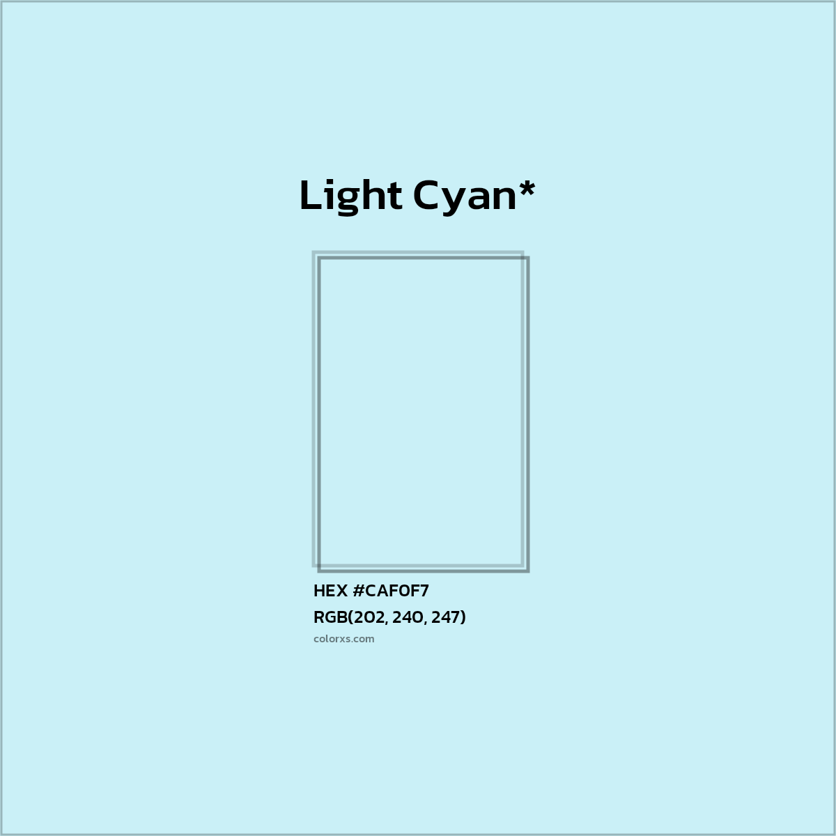 HEX #CAF0F7 Color Name, Color Code, Palettes, Similar Paints, Images