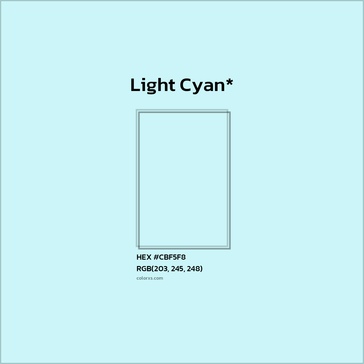 HEX #CBF5F8 Color Name, Color Code, Palettes, Similar Paints, Images