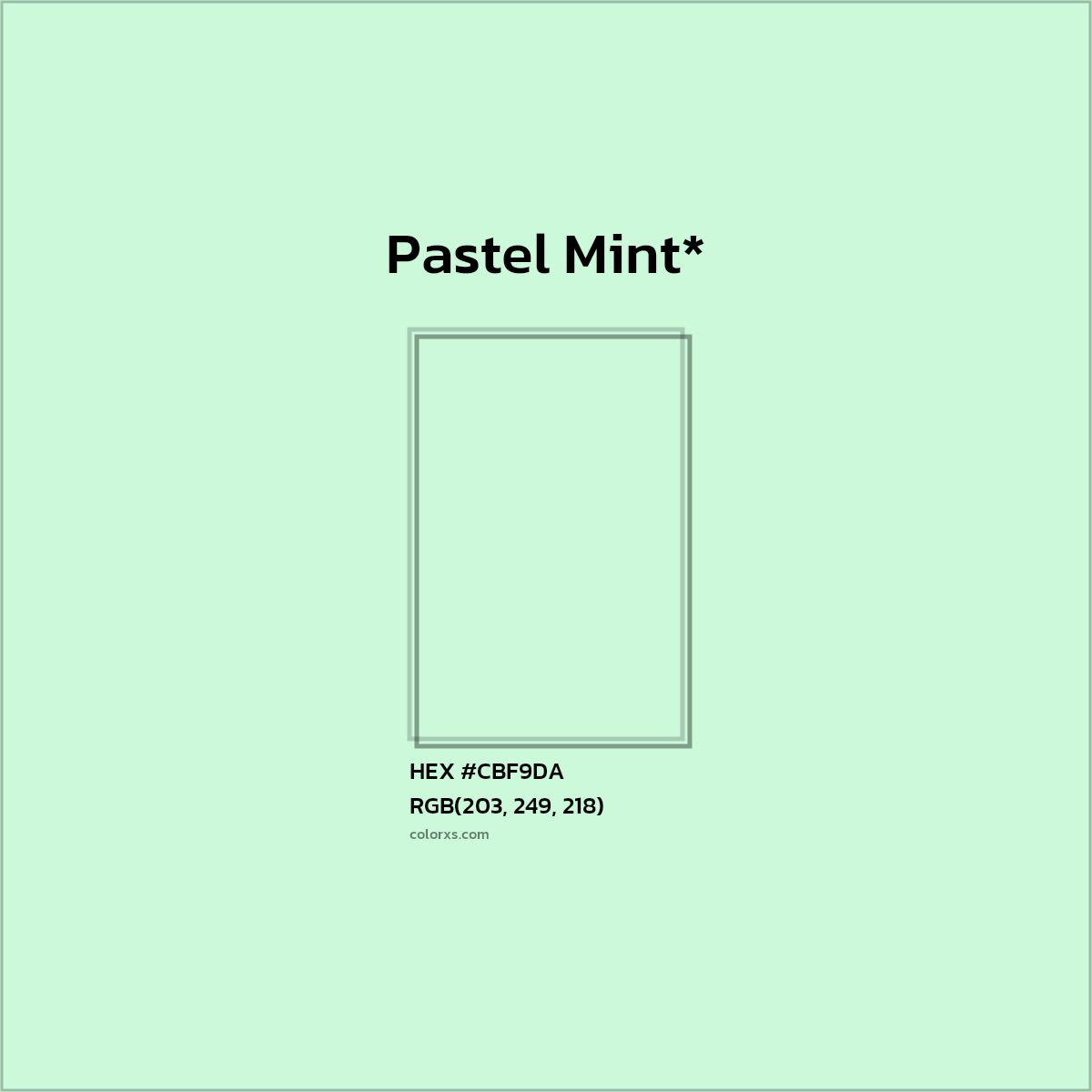 HEX #CBF9DA Color Name, Color Code, Palettes, Similar Paints, Images