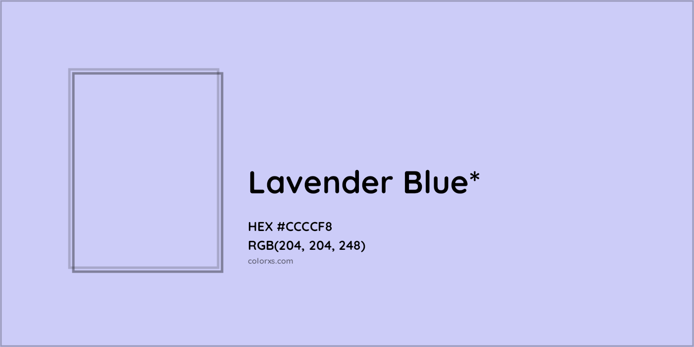 HEX #CCCCF8 Color Name, Color Code, Palettes, Similar Paints, Images