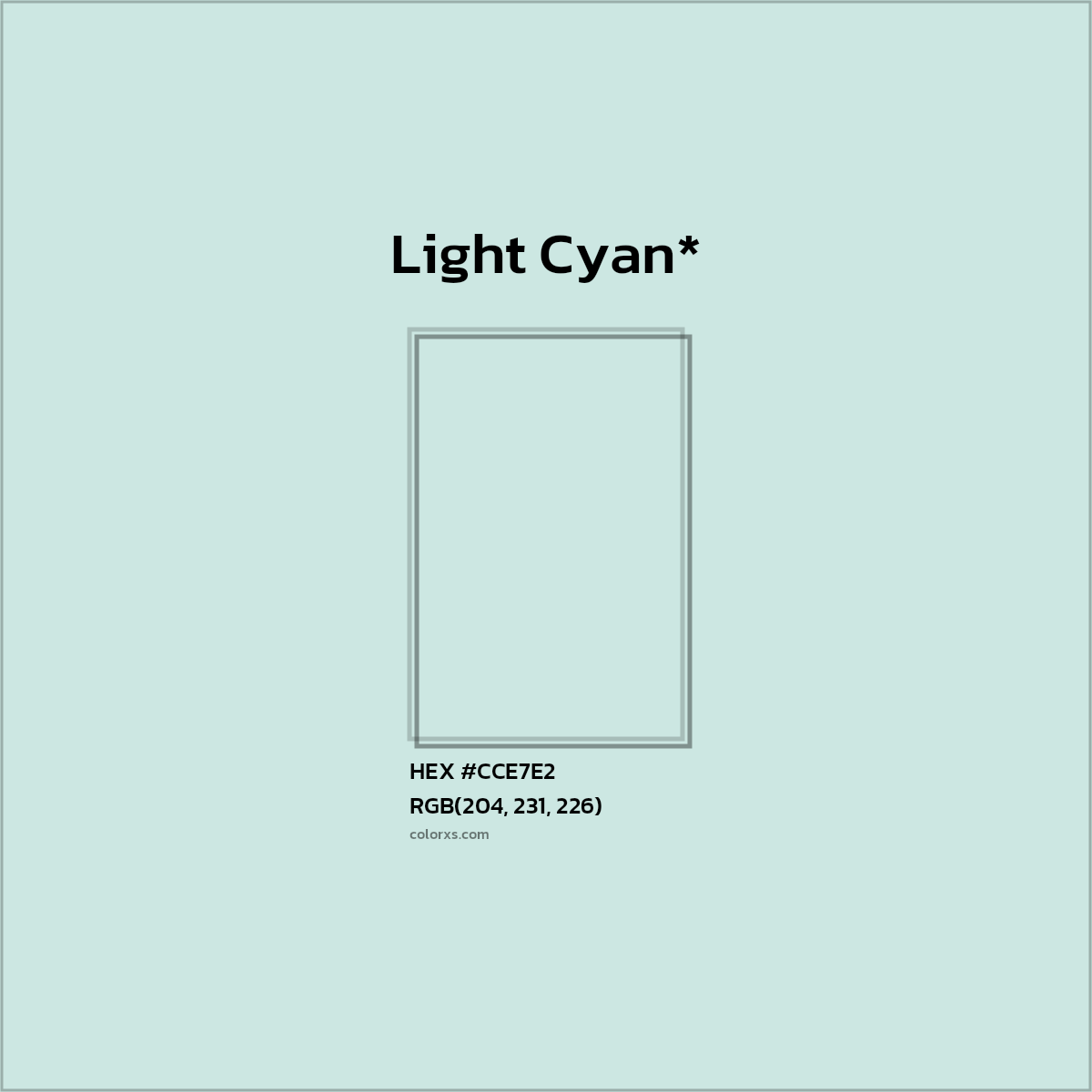 HEX #CCE7E2 Color Name, Color Code, Palettes, Similar Paints, Images