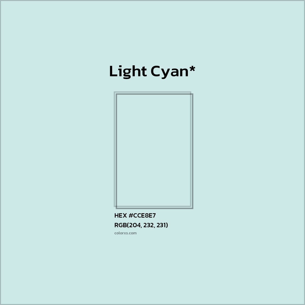 HEX #CCE8E7 Color Name, Color Code, Palettes, Similar Paints, Images
