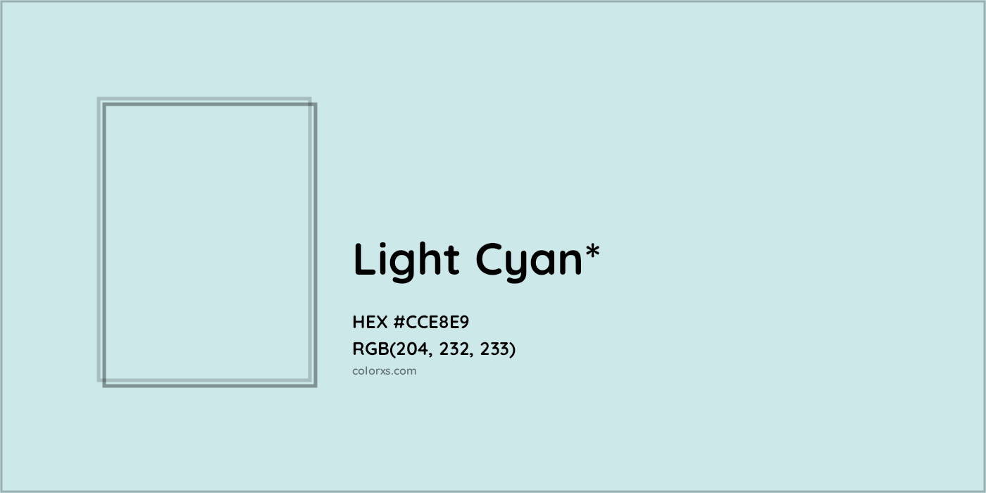 HEX #CCE8E9 Color Name, Color Code, Palettes, Similar Paints, Images