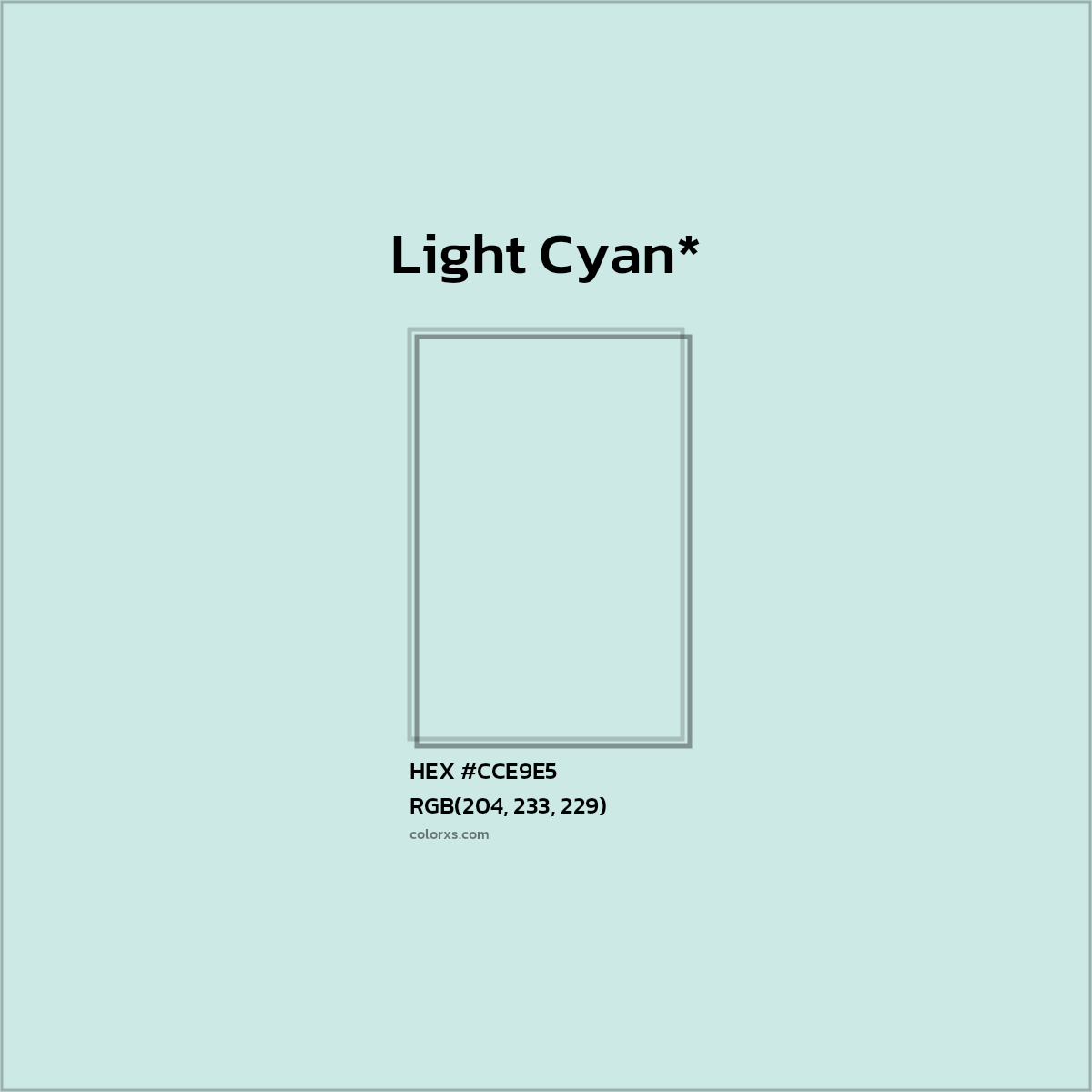HEX #CCE9E5 Color Name, Color Code, Palettes, Similar Paints, Images