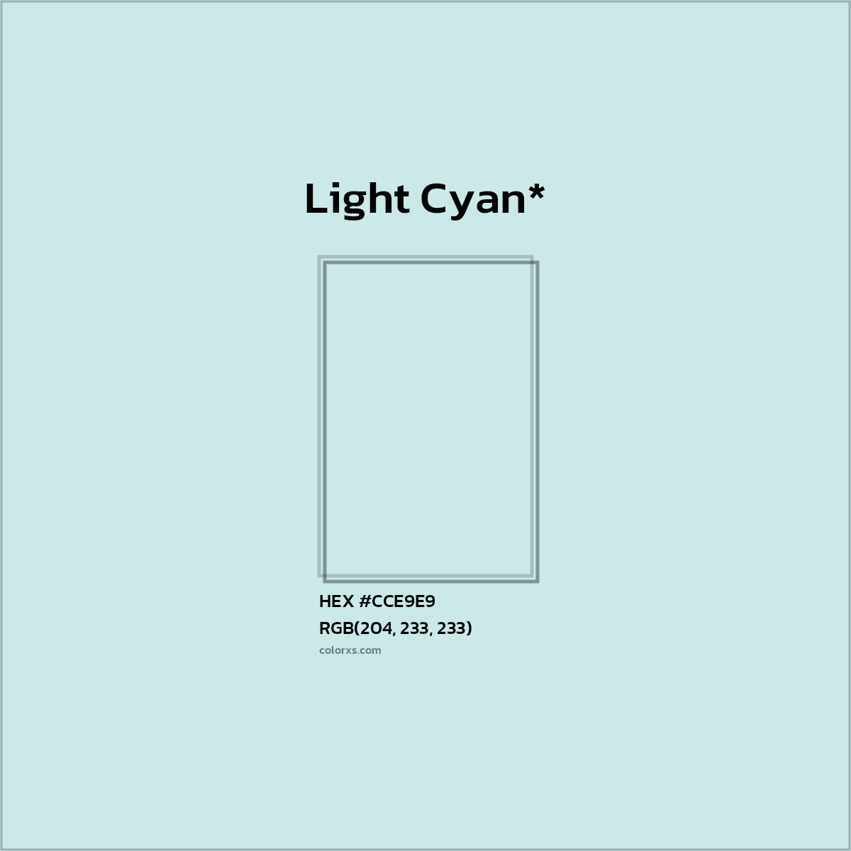 HEX #CCE9E9 Color Name, Color Code, Palettes, Similar Paints, Images