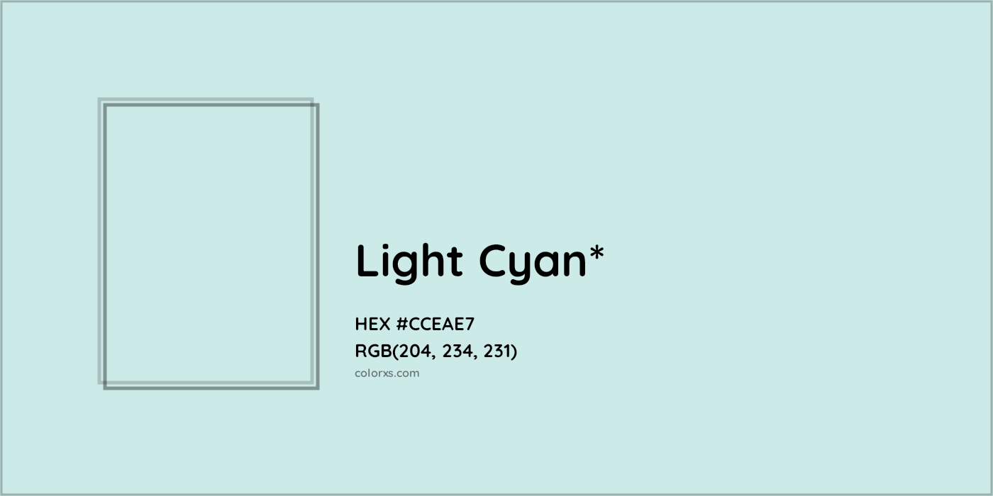 HEX #CCEAE7 Color Name, Color Code, Palettes, Similar Paints, Images