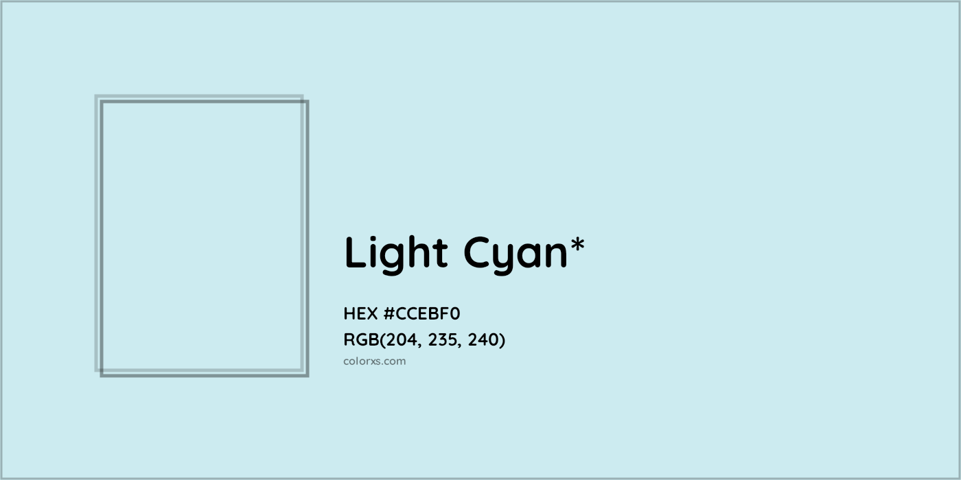 HEX #CCEBF0 Color Name, Color Code, Palettes, Similar Paints, Images