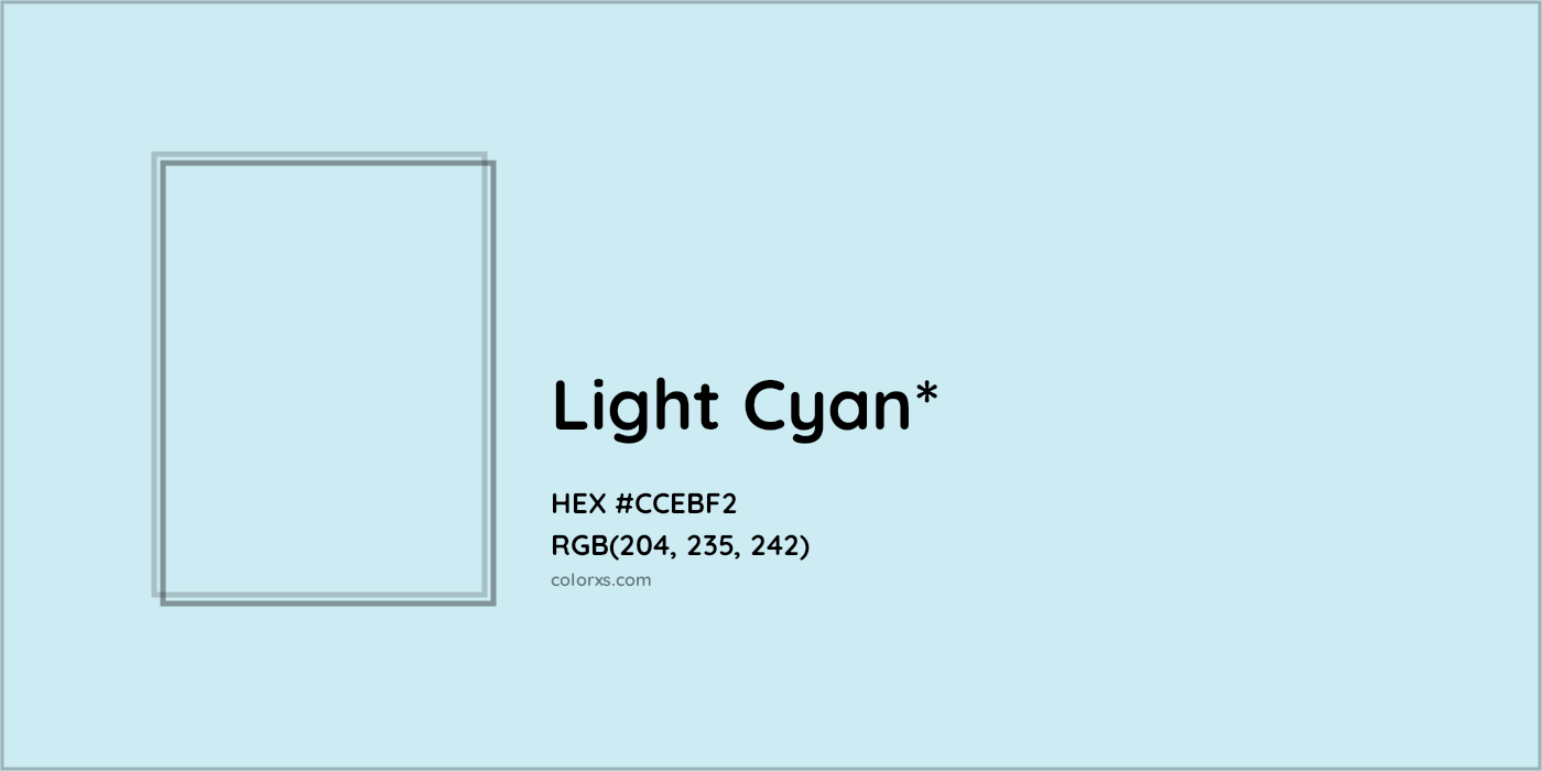 HEX #CCEBF2 Color Name, Color Code, Palettes, Similar Paints, Images