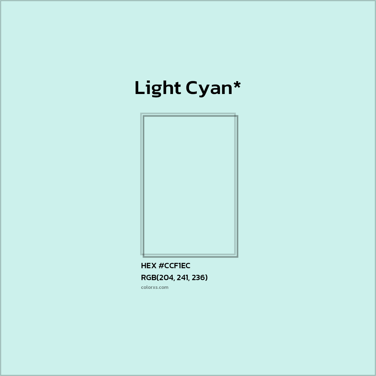 HEX #CCF1EC Color Name, Color Code, Palettes, Similar Paints, Images