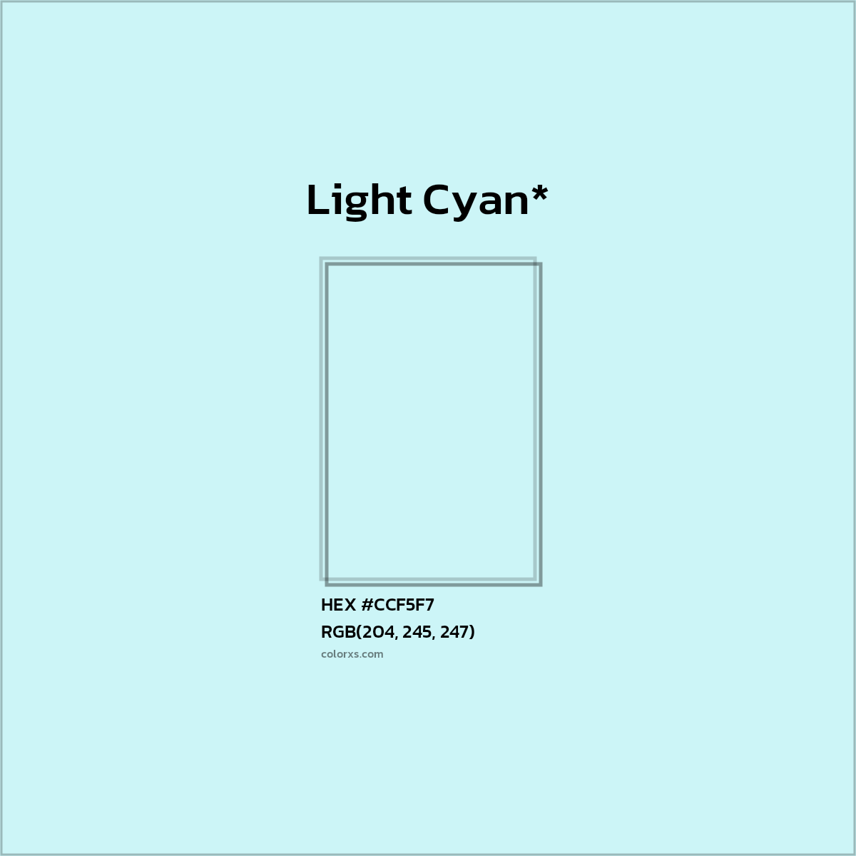 HEX #CCF5F7 Color Name, Color Code, Palettes, Similar Paints, Images