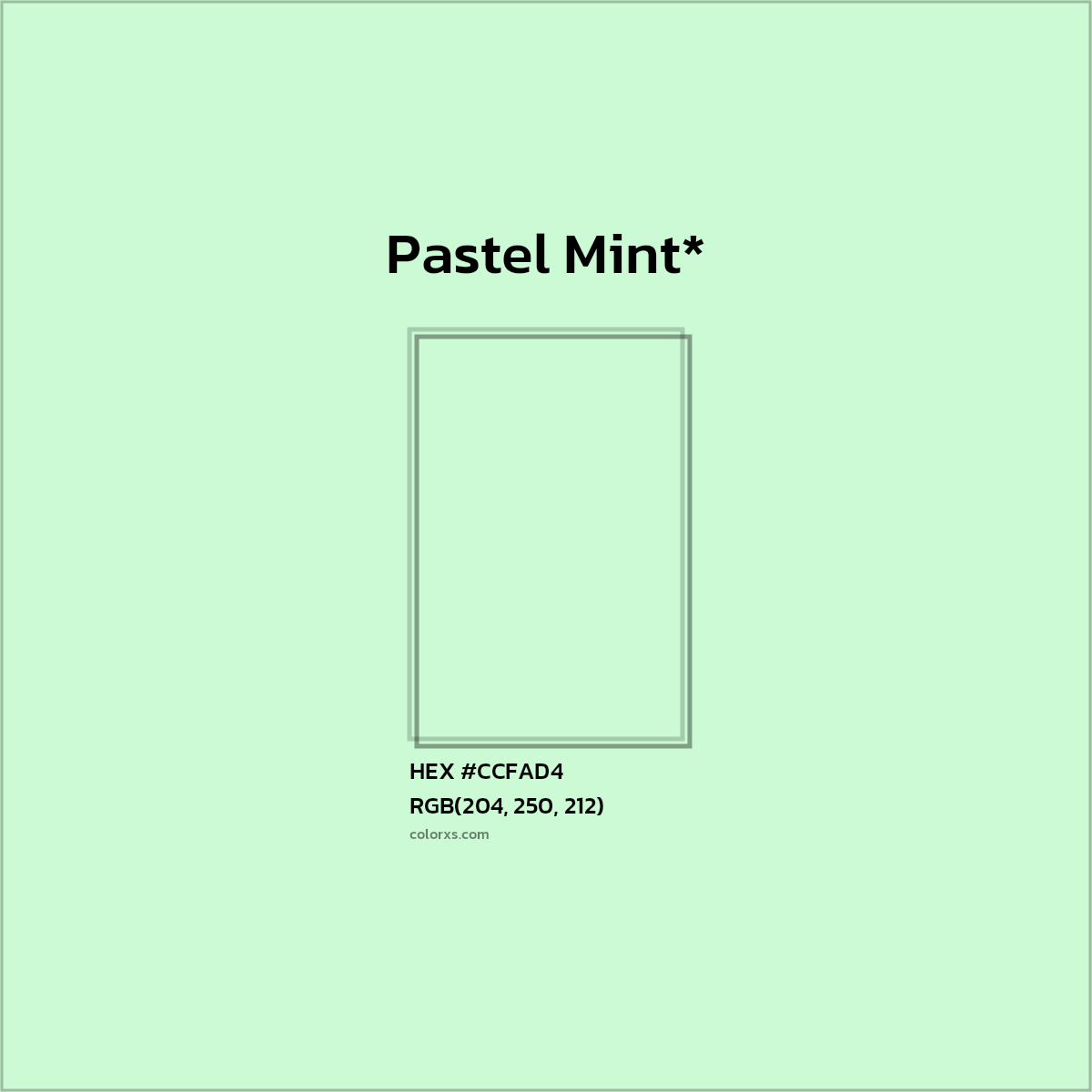 HEX #CCFAD4 Color Name, Color Code, Palettes, Similar Paints, Images
