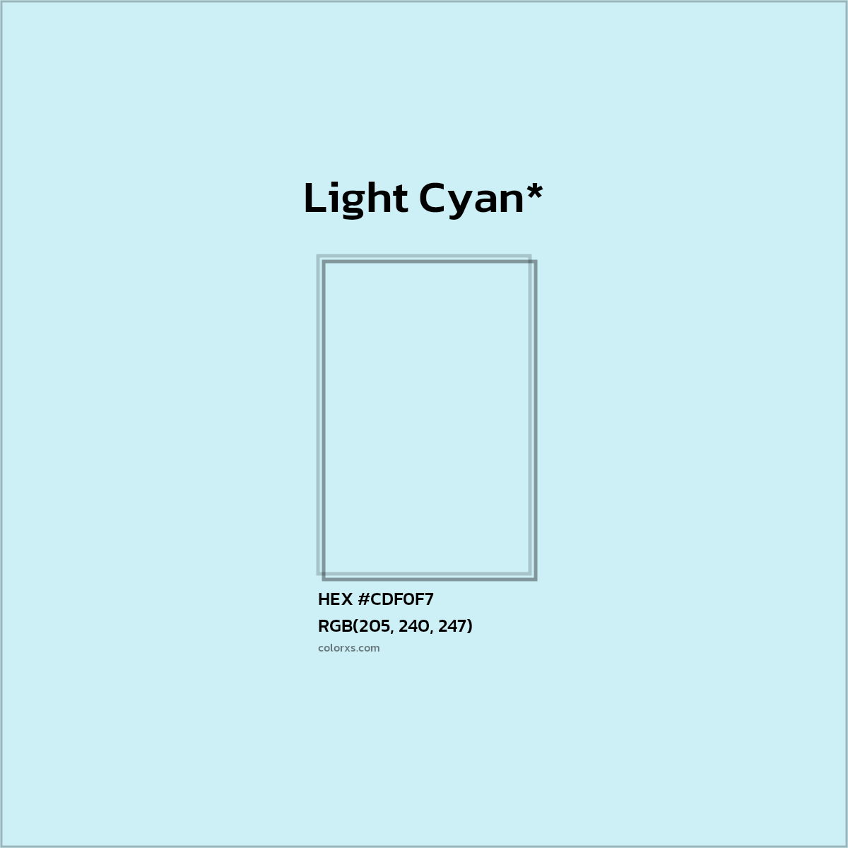 HEX #CDF0F7 Color Name, Color Code, Palettes, Similar Paints, Images