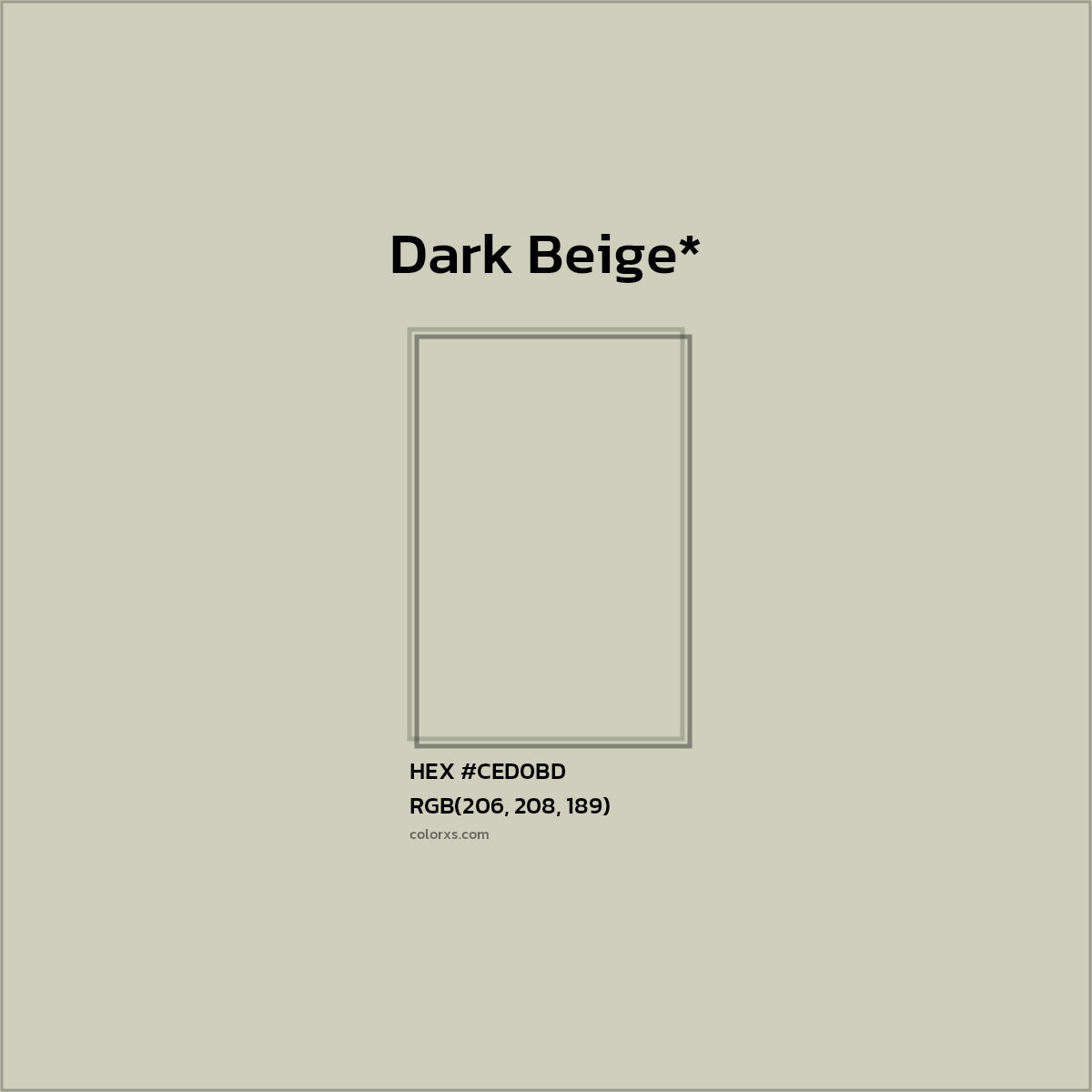 #CED0BD hex color. RGB, RYB, CMYK, HSL, HSV codes and color conversions. Matching color names, palettes, paints.