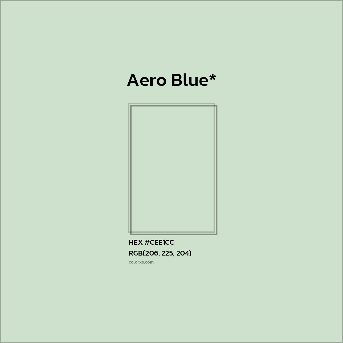 #CEE1CC hex color. RGB, RYB, CMYK, HSL, HSV codes and color conversions. Matching color names, palettes, paints.