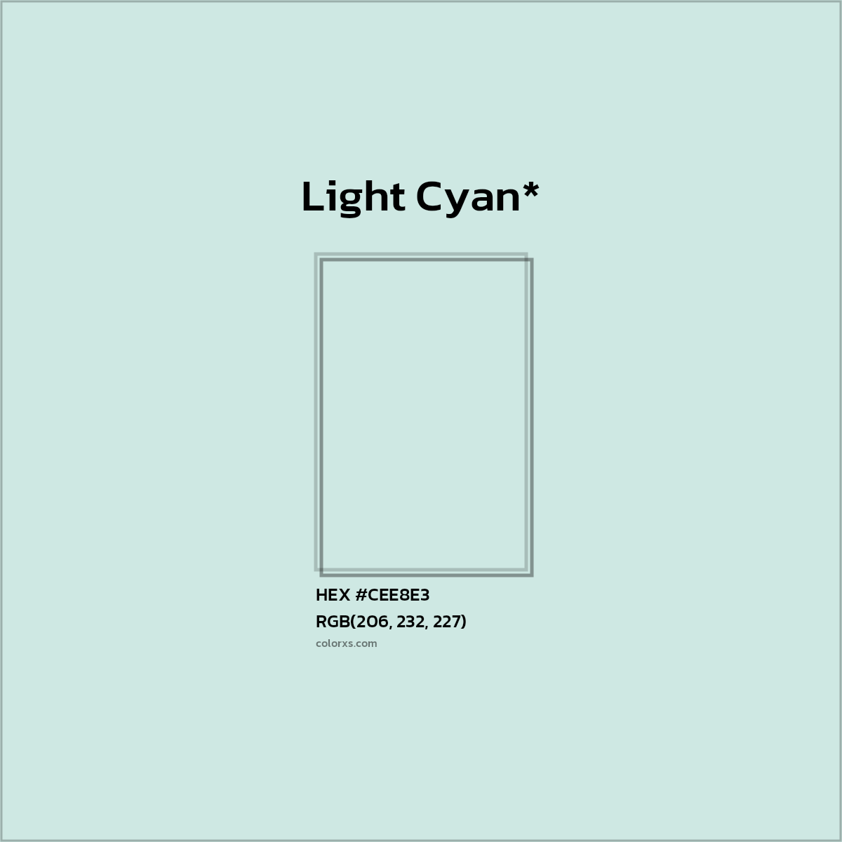 HEX #CEE8E3 Color Name, Color Code, Palettes, Similar Paints, Images