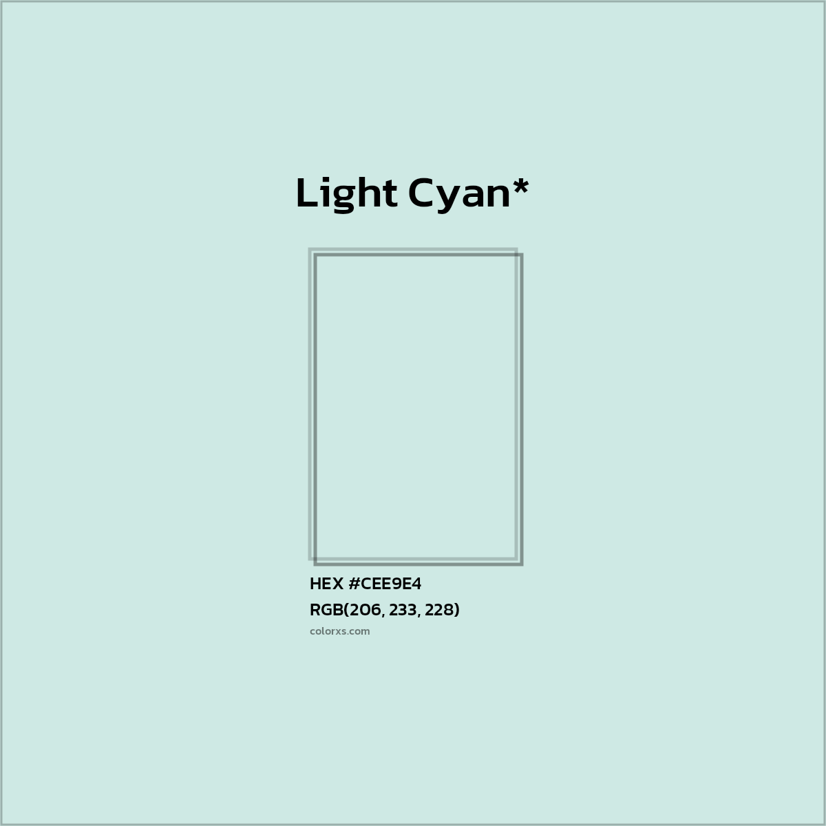 HEX #CEE9E4 Color Name, Color Code, Palettes, Similar Paints, Images