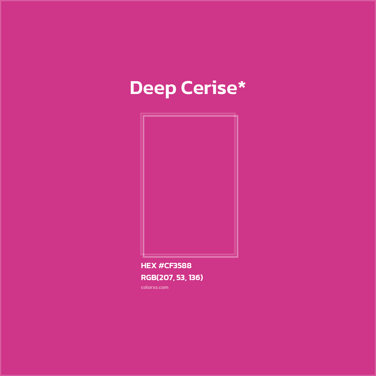 HEX #CF3588 Color Name, Color Code, Palettes, Similar Paints, Images