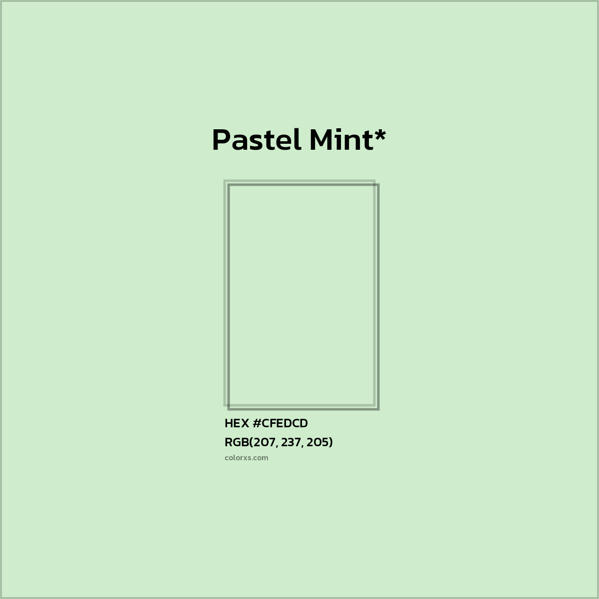 HEX #CFEDCD Color Name, Color Code, Palettes, Similar Paints, Images