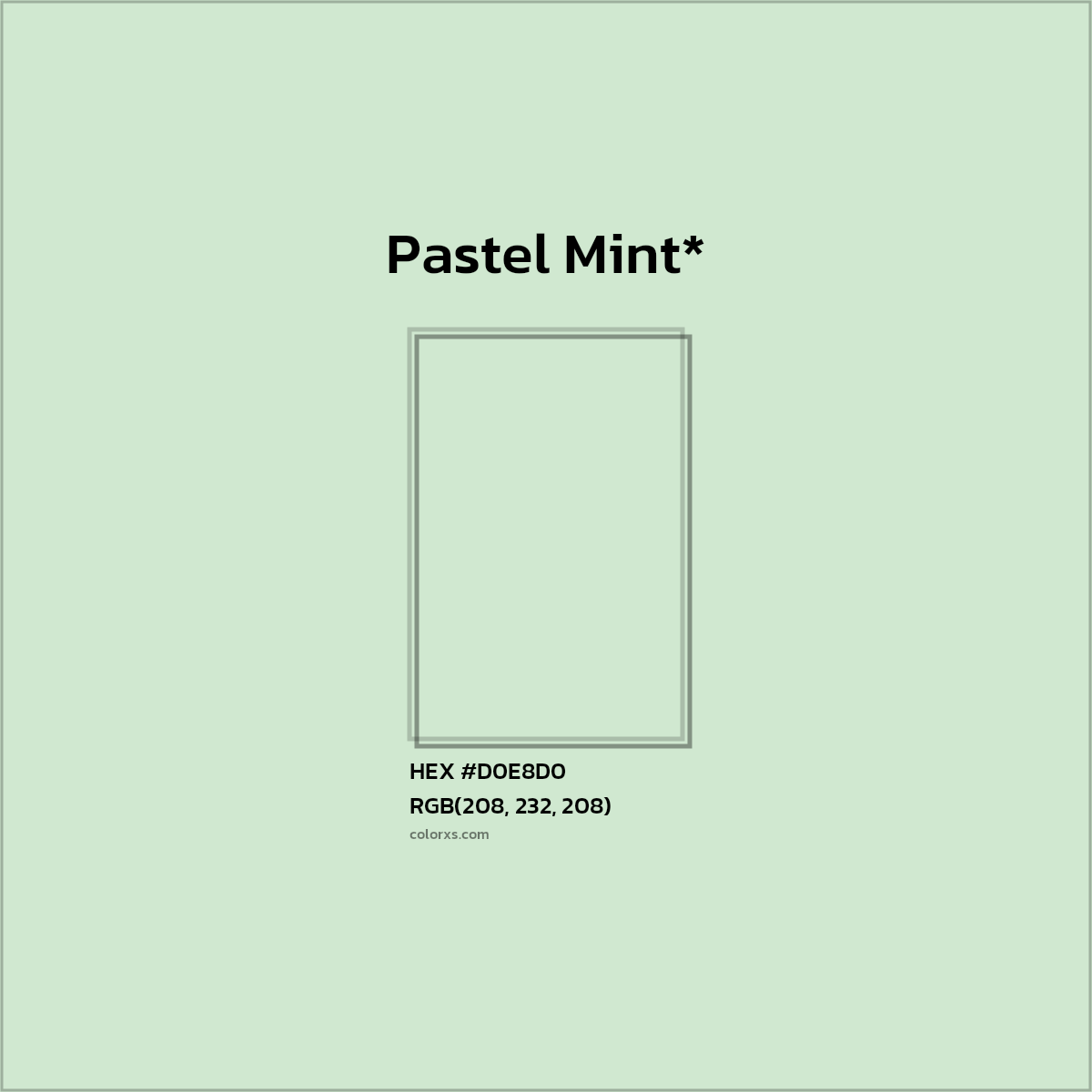 HEX #D0E8D0 Color Name, Color Code, Palettes, Similar Paints, Images