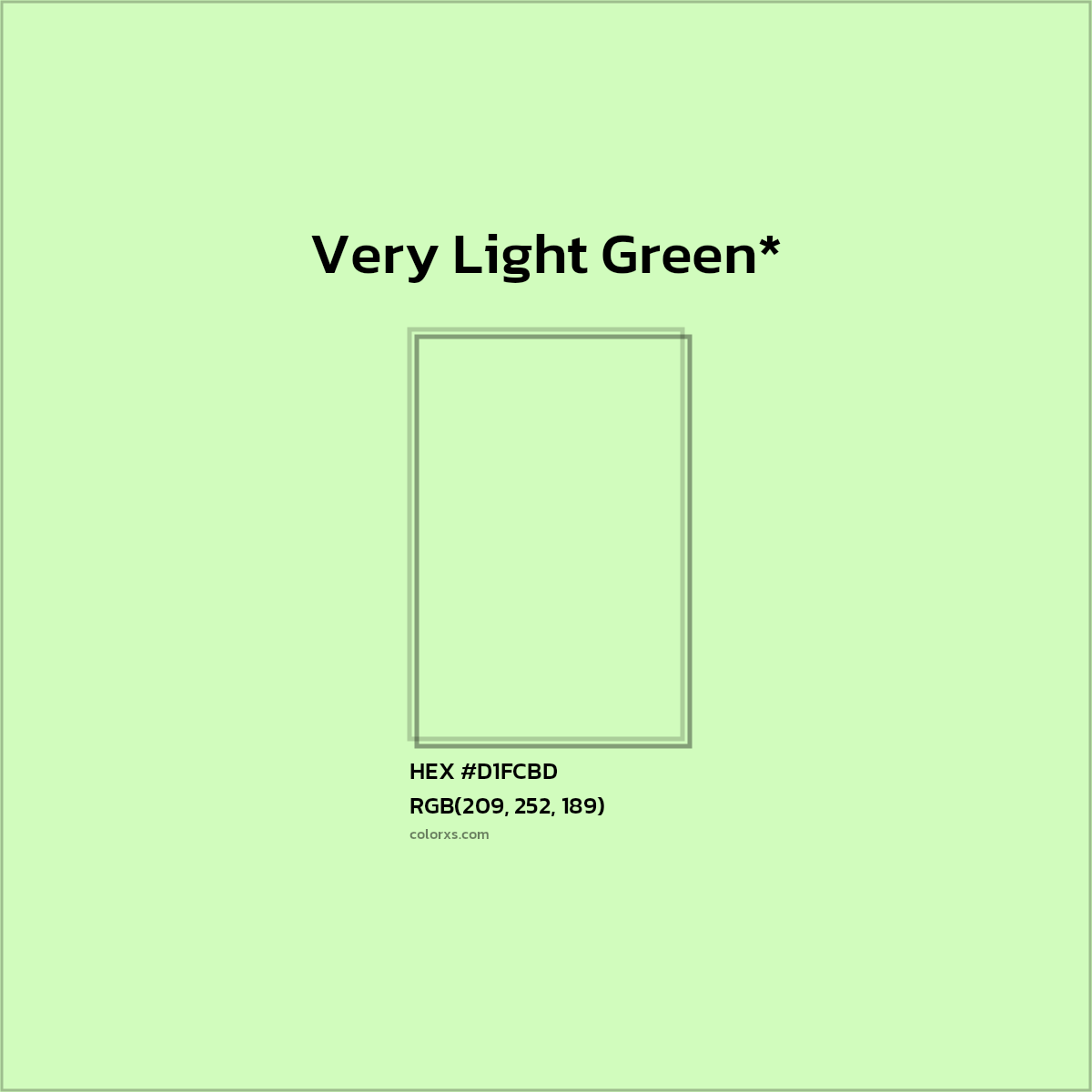 #D1FCBD hex color. RGB, RYB, CMYK, HSL, HSV codes and color conversions. Matching color names, palettes, paints.