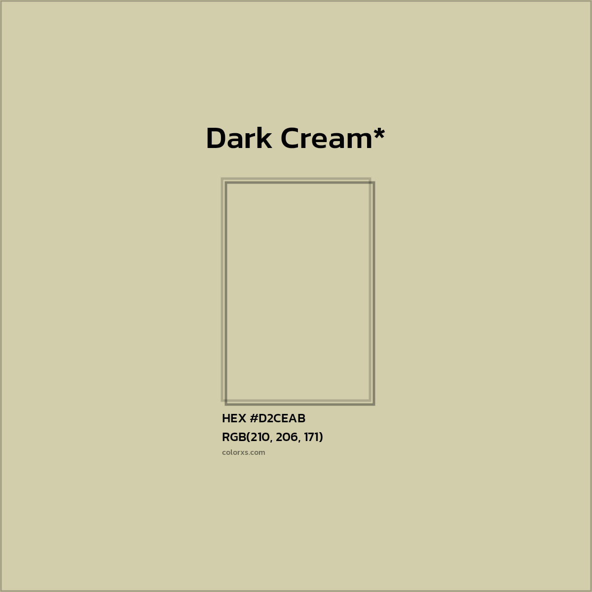 #D2CEAB hex color. RGB, RYB, CMYK, HSL, HSV codes and color conversions. Matching color names, palettes, paints.