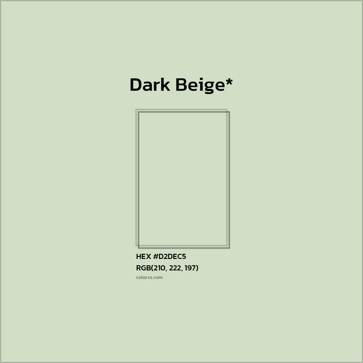 #D2DEC5 hex color. RGB, RYB, CMYK, HSL, HSV codes and color conversions. Matching color names, palettes, paints.