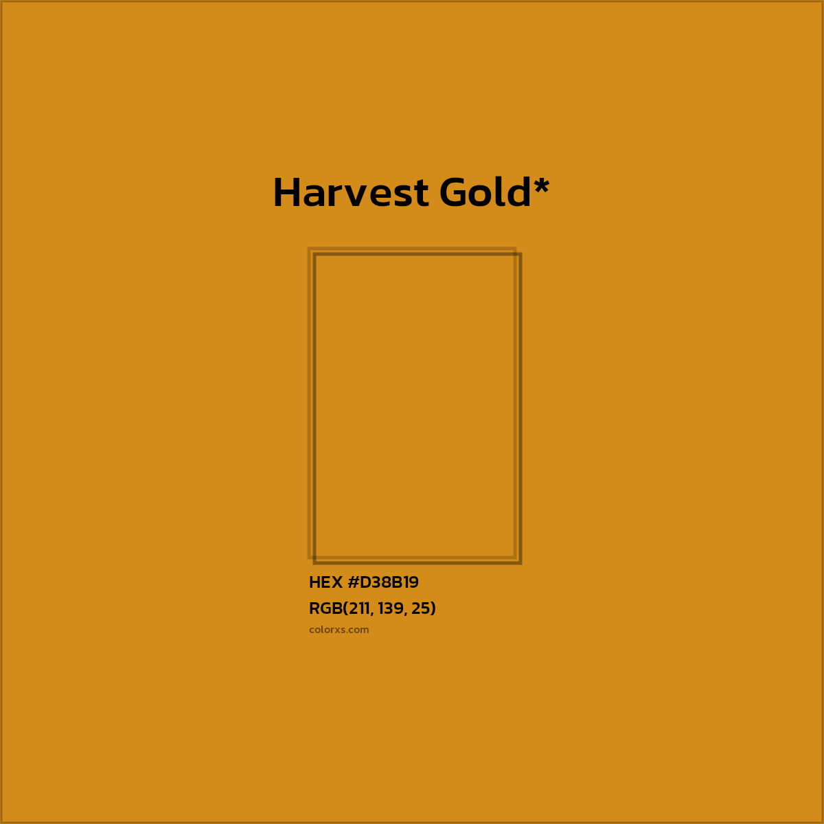 #D38B19 hex color. RGB, RYB, CMYK, HSL, HSV codes and color conversions. Matching color names, palettes, paints.