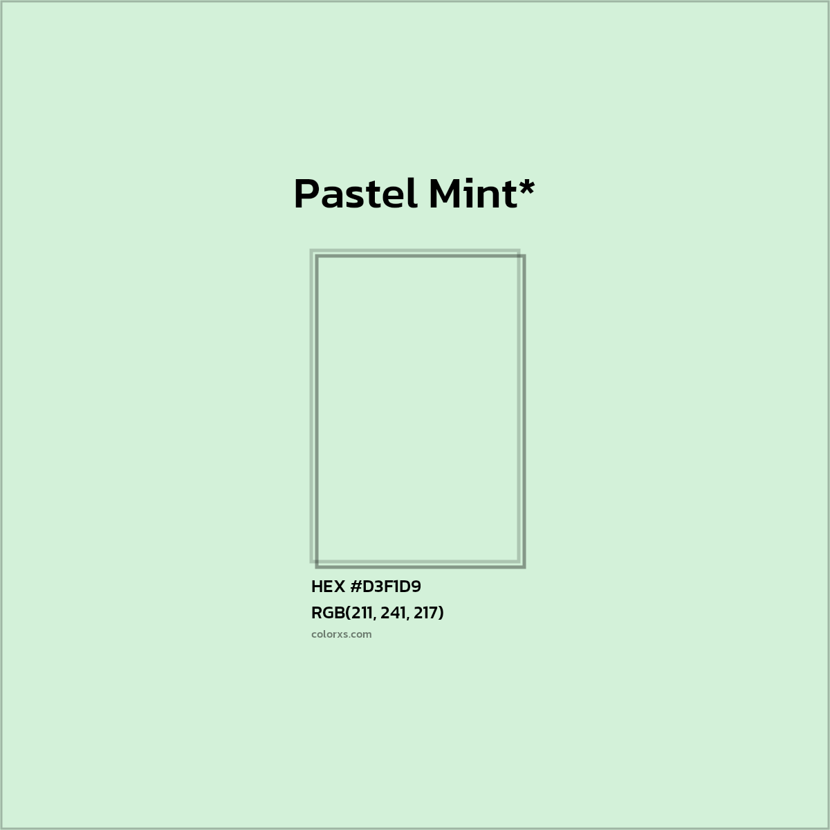 HEX #D3F1D9 Color Name, Color Code, Palettes, Similar Paints, Images