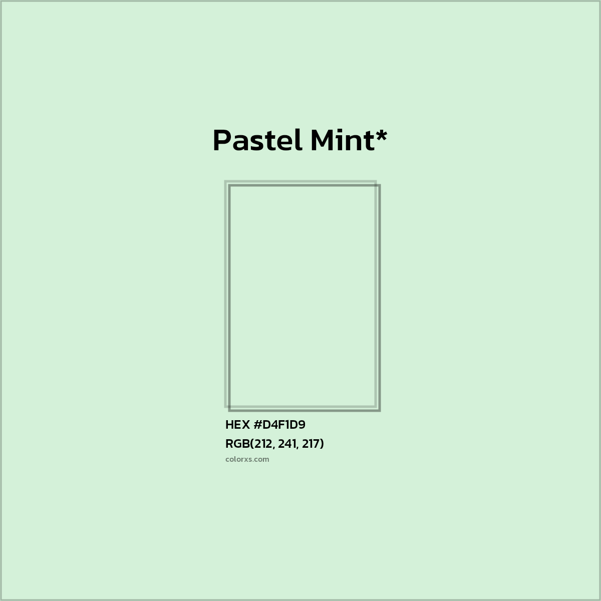 HEX #D4F1D9 Color Name, Color Code, Palettes, Similar Paints, Images