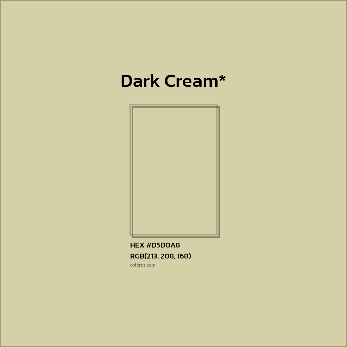 #D5D0A8 hex color. RGB, RYB, CMYK, HSL, HSV codes and color conversions. Matching color names, palettes, paints.