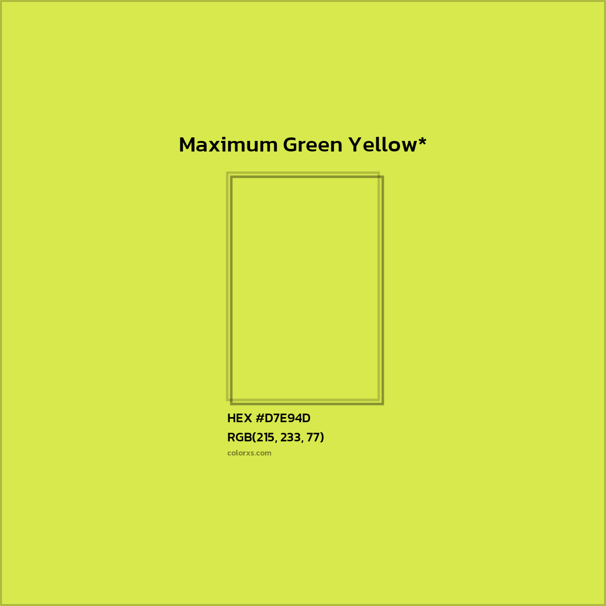 HEX #D7E94D Color Name, Color Code, Palettes, Similar Paints, Images
