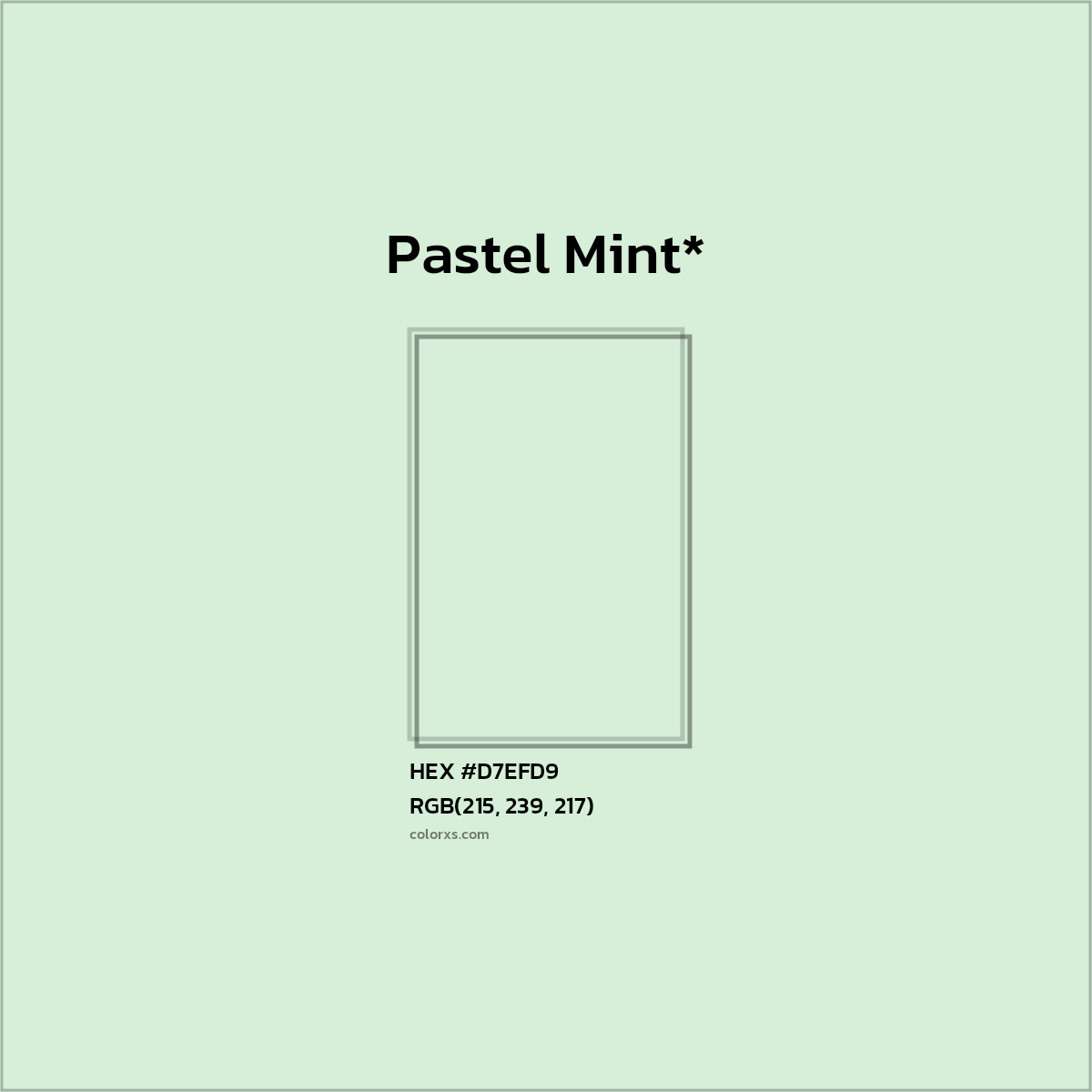 HEX #D7EFD9 Color Name, Color Code, Palettes, Similar Paints, Images