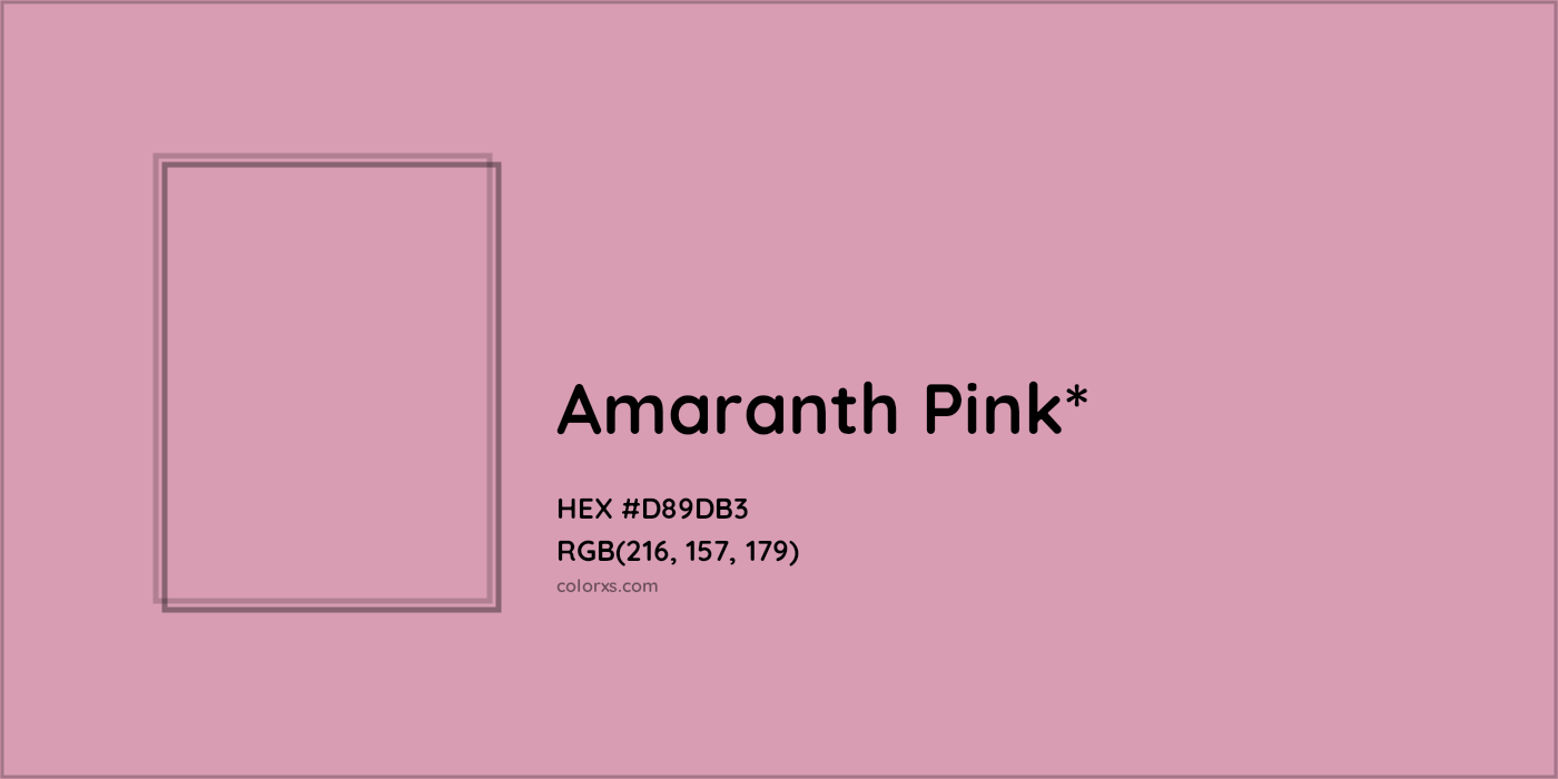 HEX #D89DB3 Color Name, Color Code, Palettes, Similar Paints, Images