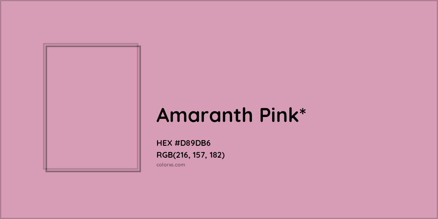 HEX #D89DB6 Color Name, Color Code, Palettes, Similar Paints, Images