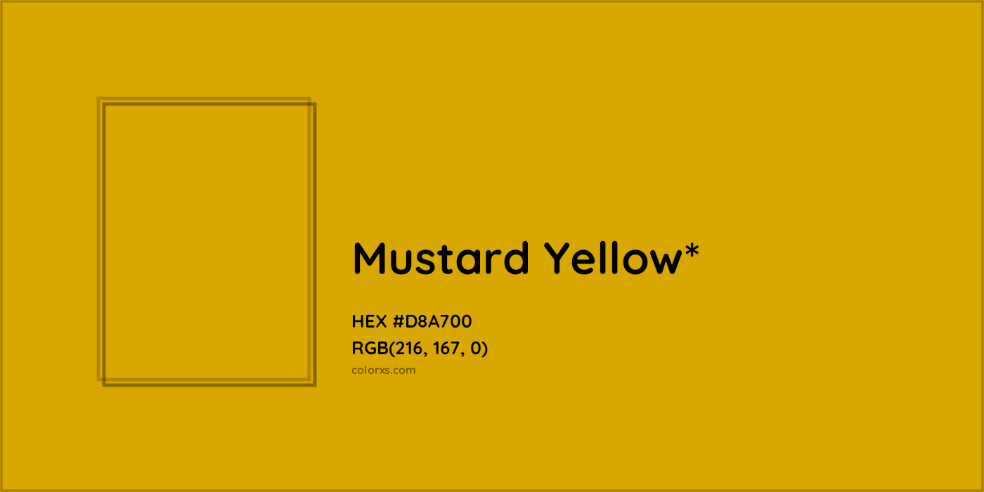 HEX #D8A700 Color Name, Color Code, Palettes, Similar Paints, Images
