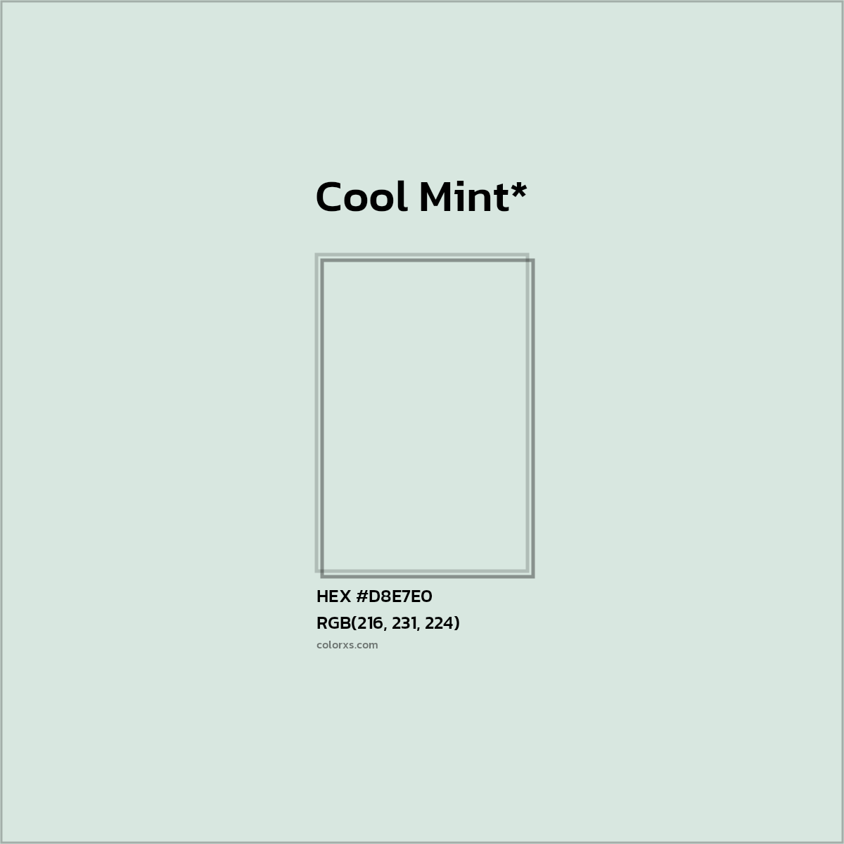 HEX #D8E7E0 Color Name, Color Code, Palettes, Similar Paints, Images