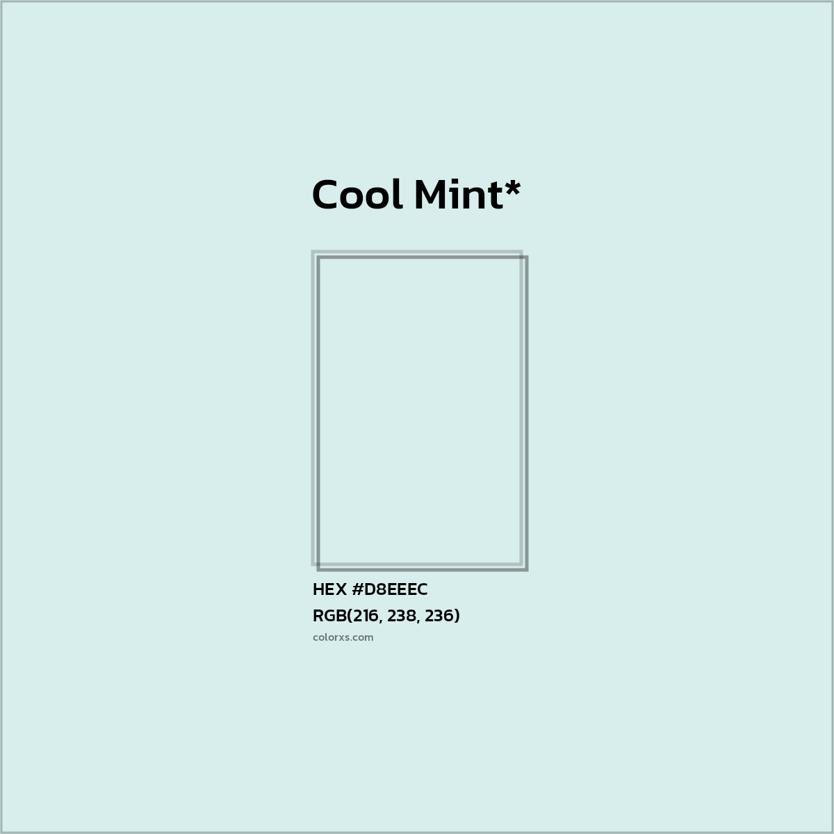 HEX #D8EEEC Color Name, Color Code, Palettes, Similar Paints, Images